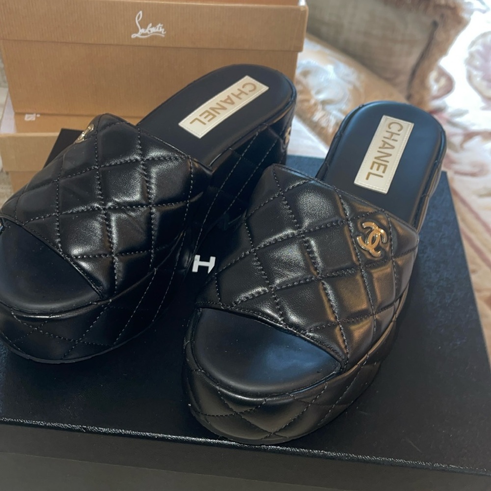 Chanel quilted mules